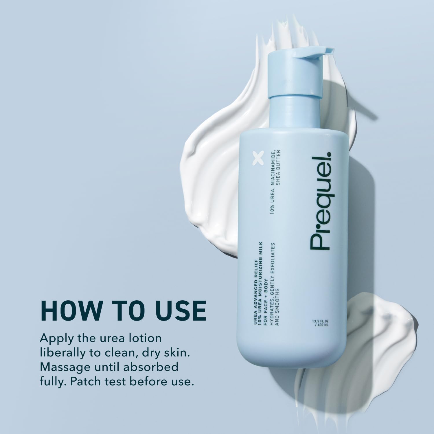 Prequel next to a hand to demonstrate 6.75 fl oz size and portability benefit