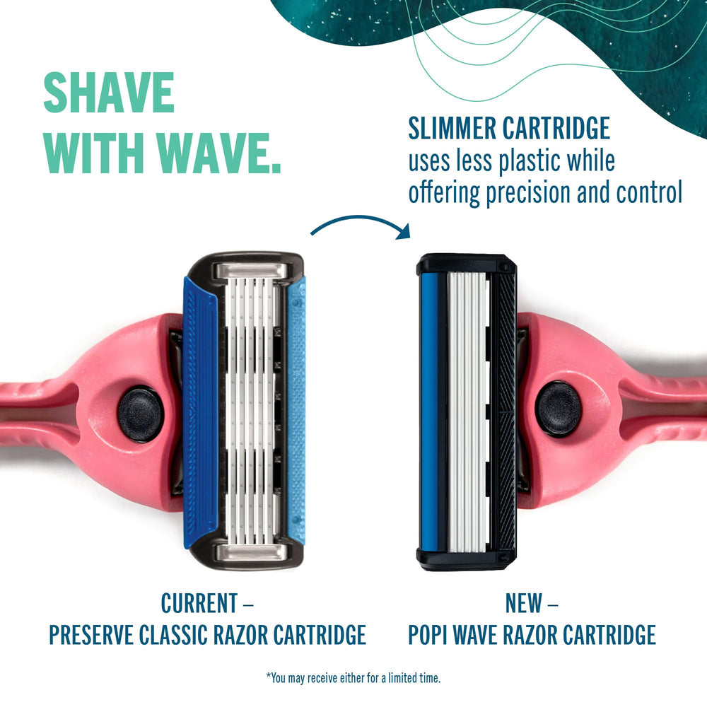 Preserve close-up of five blades showing precision and smoother shaves