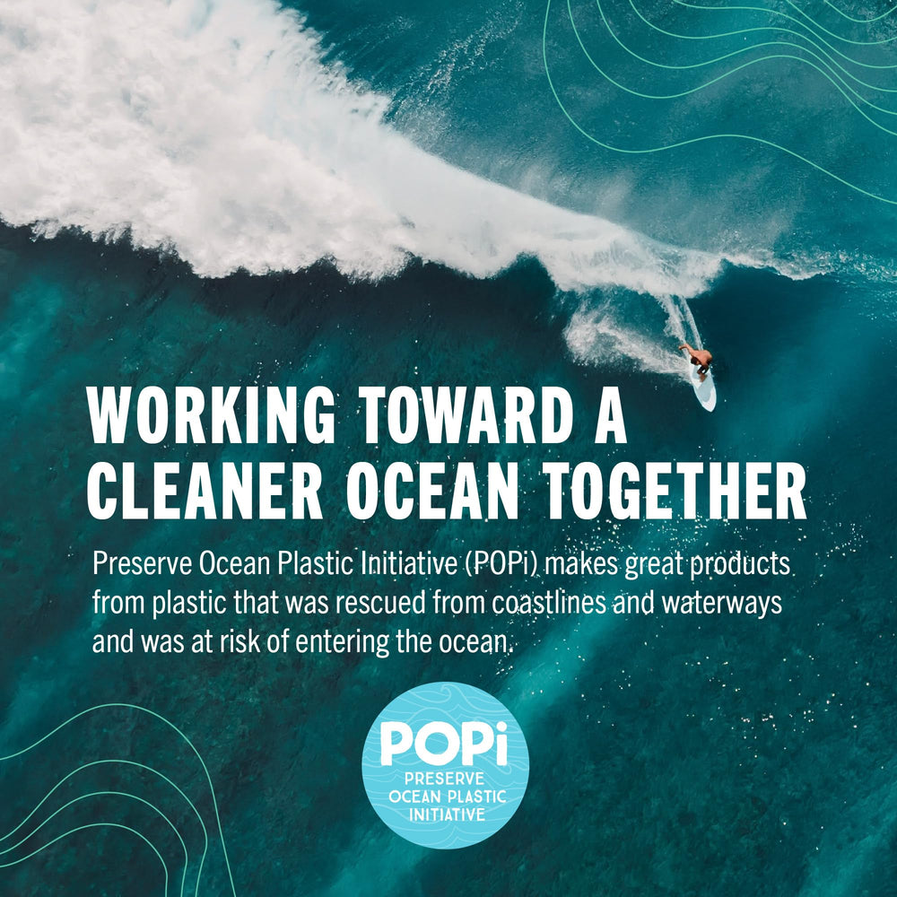 Preserve packaging label showing recyclable materials and eco benefit