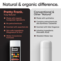 PRETTY FRANK close-up of stick texture highlighting creamy, waterless formula