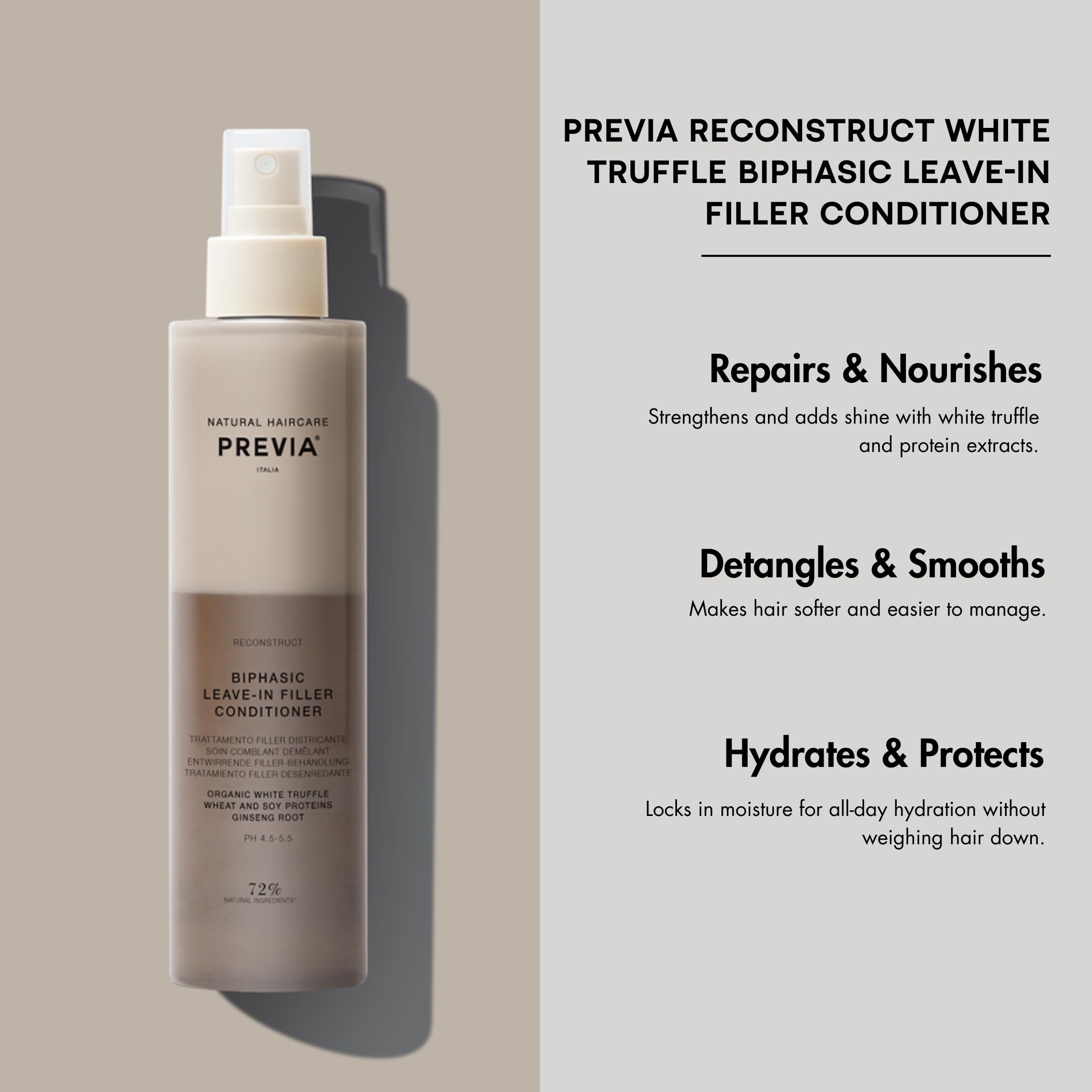 PREVIA close-up nozzle and liquid texture, showing easy spray control