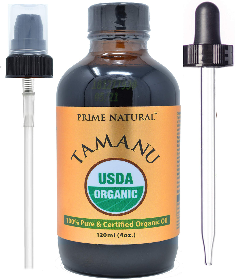 PRIME NATURAL front bottle shot showing 4oz amber packaging and organic label benefits