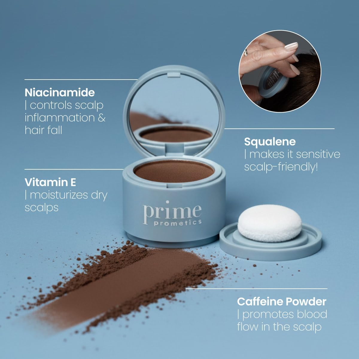 Prime Prometics ingredients panel label showing scalp-friendly nourishing blend