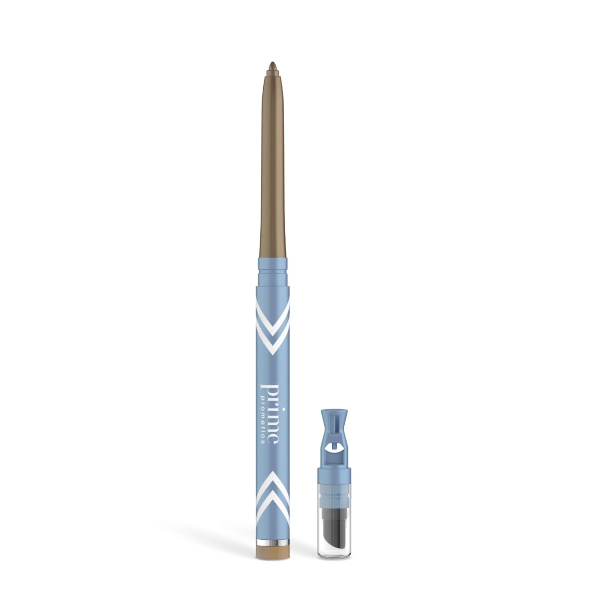 PRIME PROMETICS front packaging showing golden metallic liner and cap, clear branding benefit