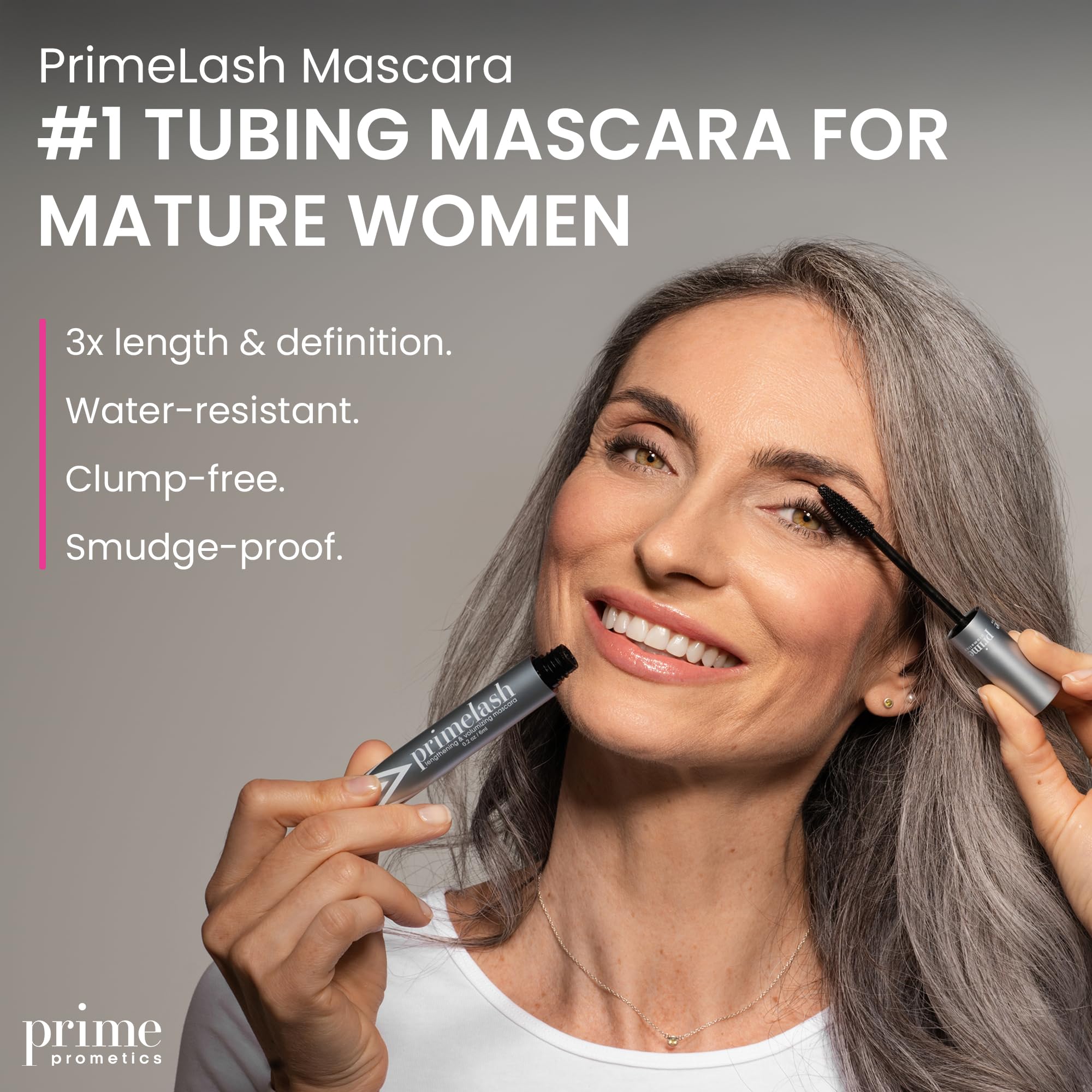 Prime Prometics before and after lashes demonstrating visible length boost