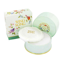 Prince Matchabelli Wind Song dusting powder front view showing elegant packaging and classic fragrance