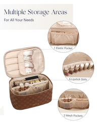 Prite checkered brown top handle and zipper highlighting sturdy carry and secure closure