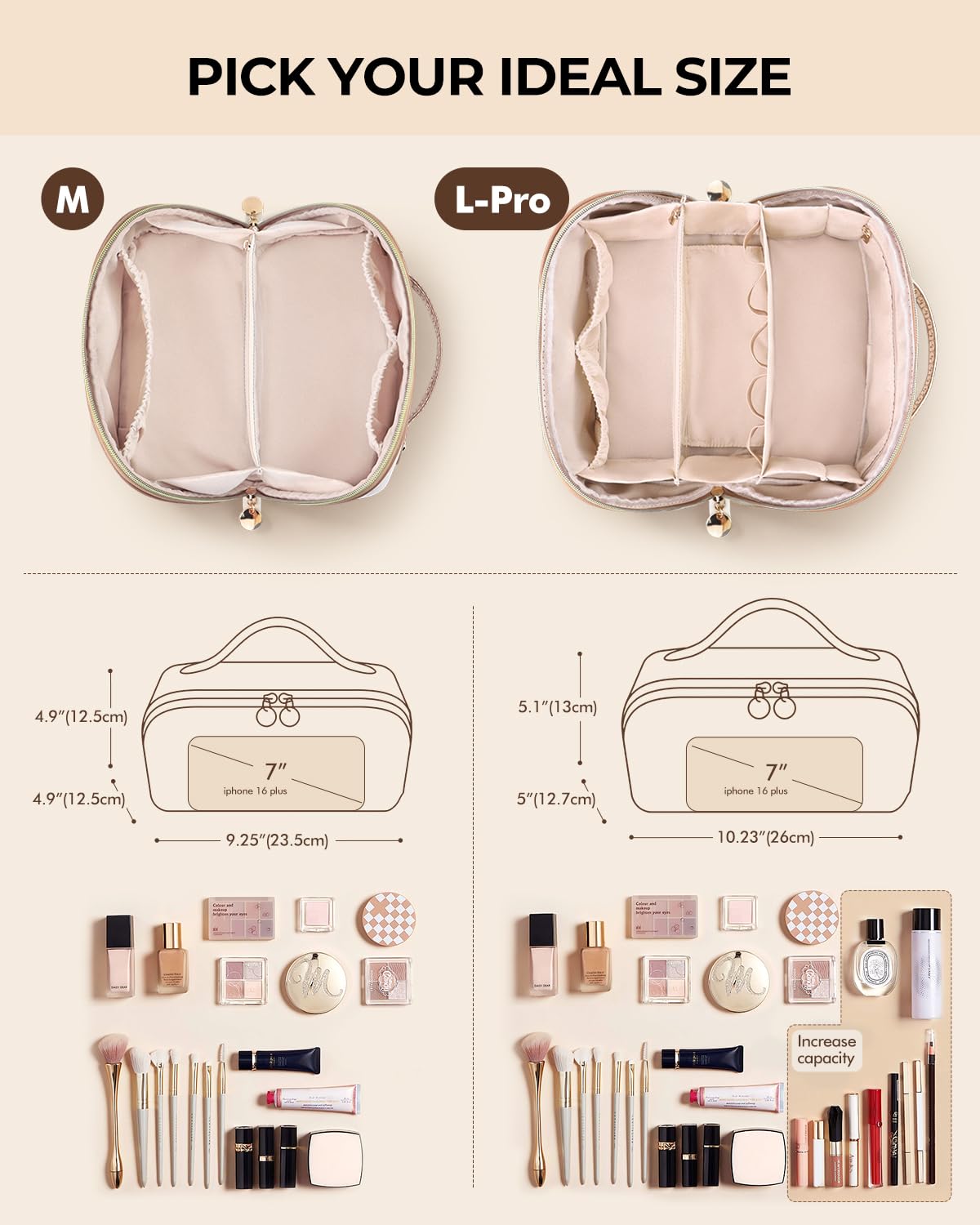 Prite interior compartments and pockets visible for protected storage