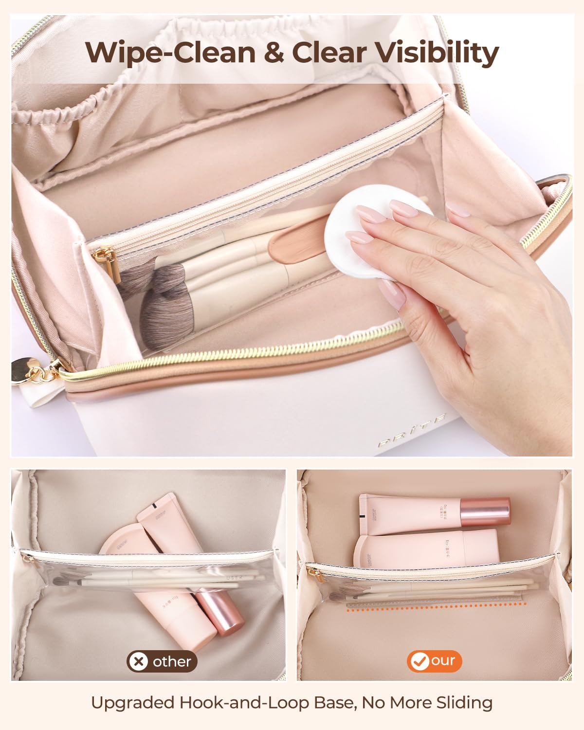 Prite transparent divider holding brushes to prevent makeup smudges
