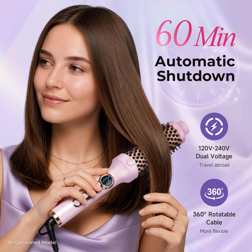 PRITECH brush styling medium-length hair to create volume and smooth finish