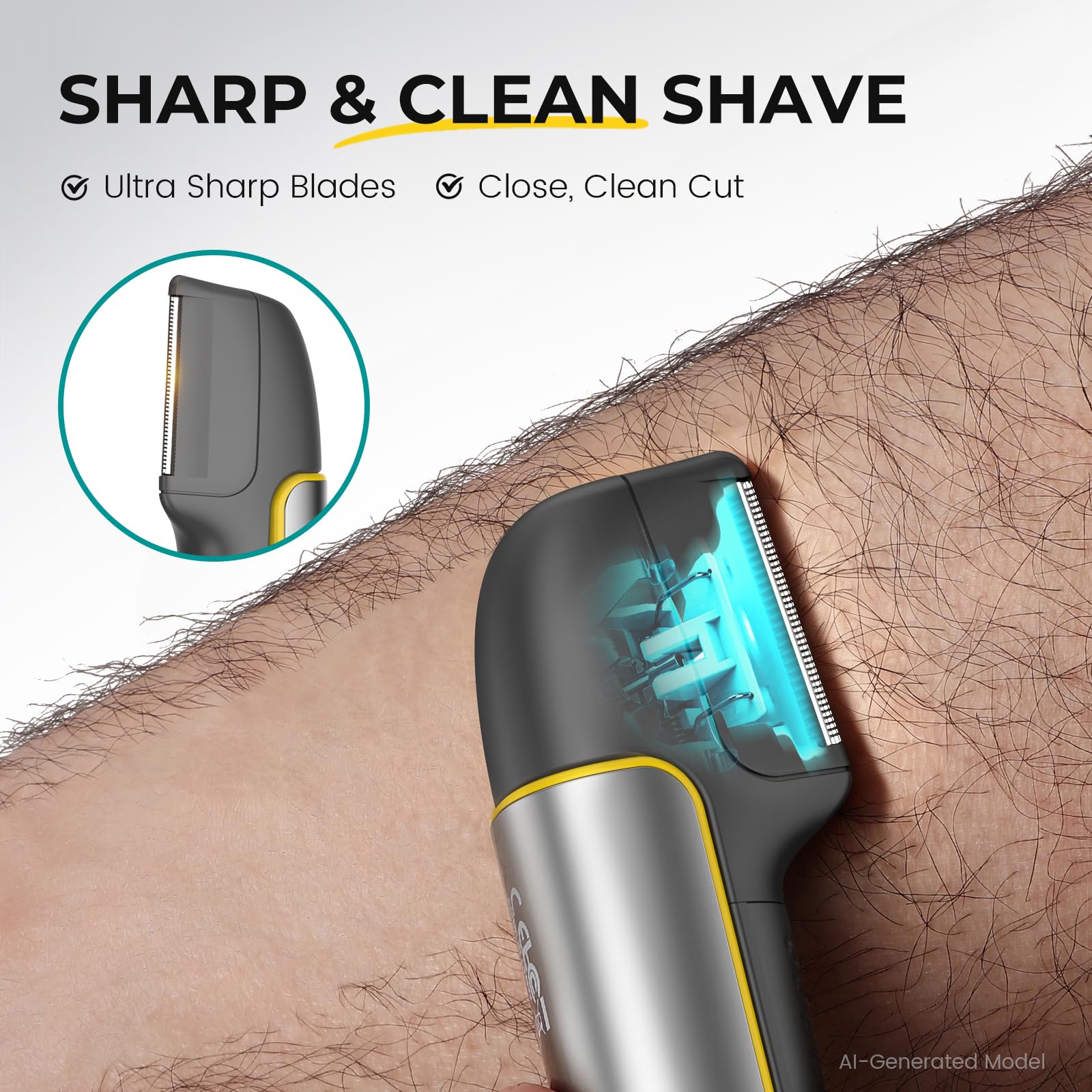 PRITECH extendable arm detail demonstrating 2 inch reach for easier back grooming