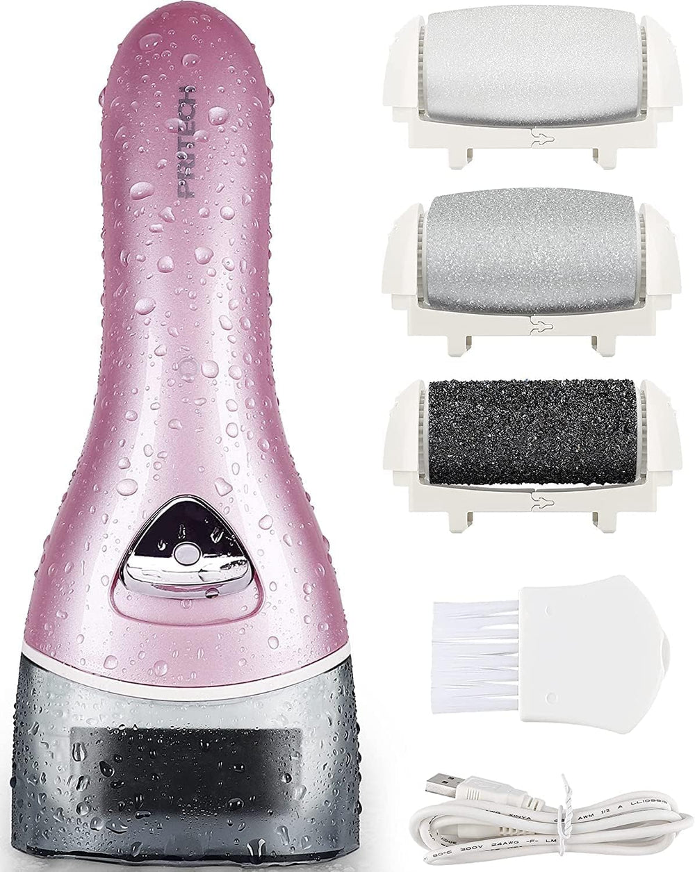 PRITECH front view electric foot file showing ergonomic grip and compact design for easy use