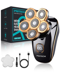 PRITECH front view showing compact shaver for quick bald head grooming