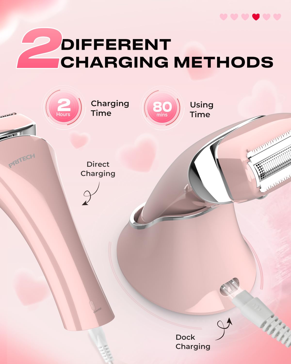PRITECH shaver held in hand to show compact size and comfortable control benefit
