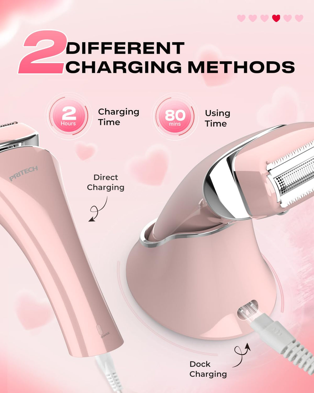 PRITECH shaver held in hand to show compact size and comfortable control benefit