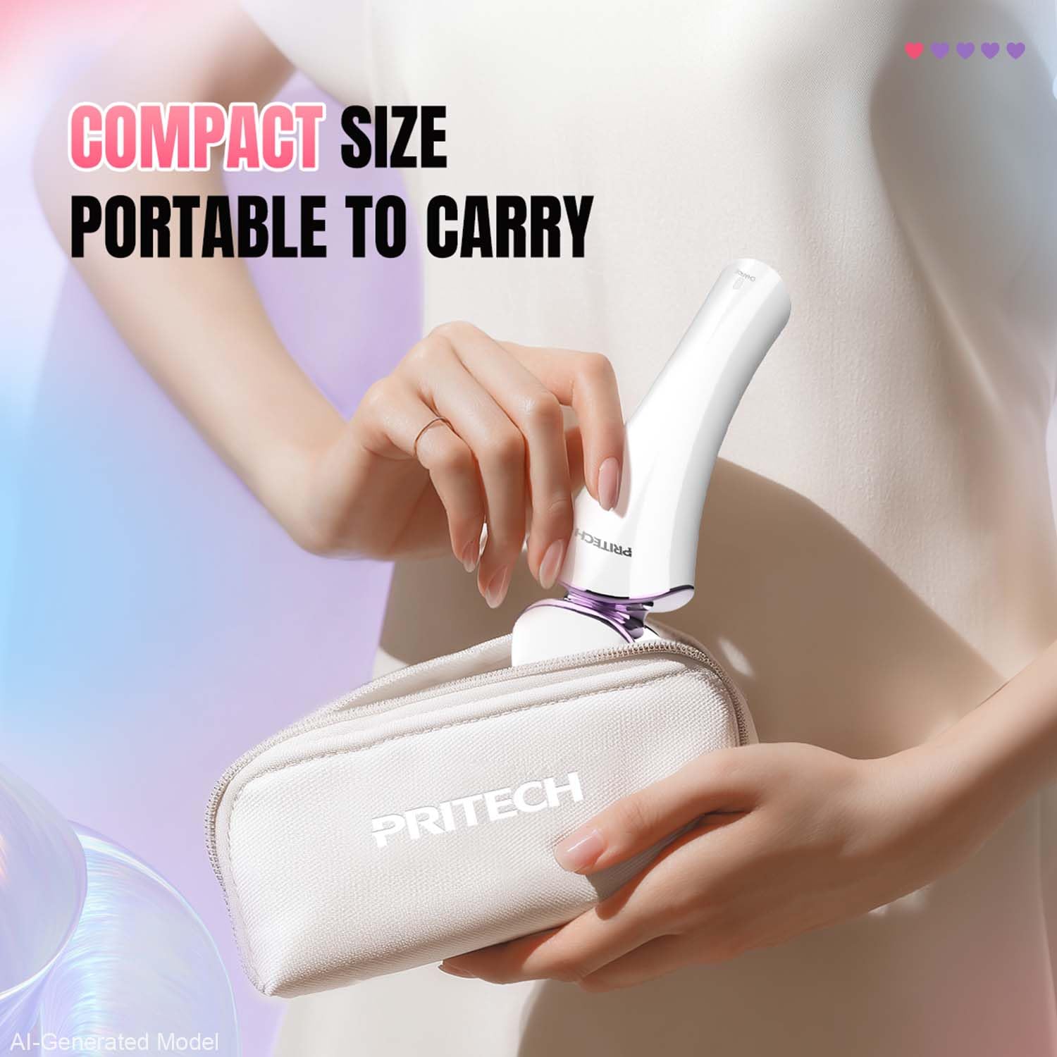 PRITECH shaver in a travel bag demonstrating portability and on-the-go grooming