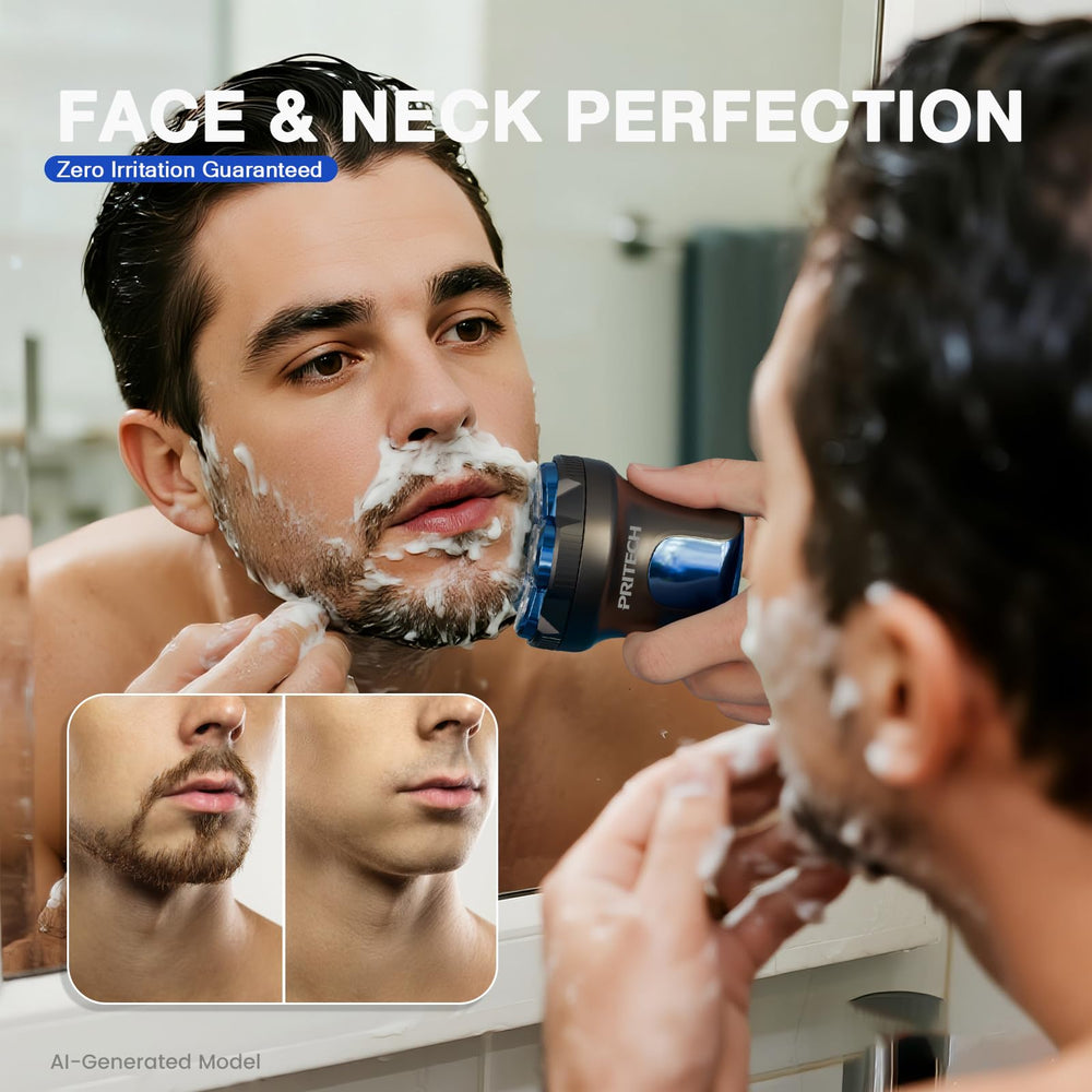 PRITECH magnetic shaving head removed for quick cleaning and no-tool hygiene