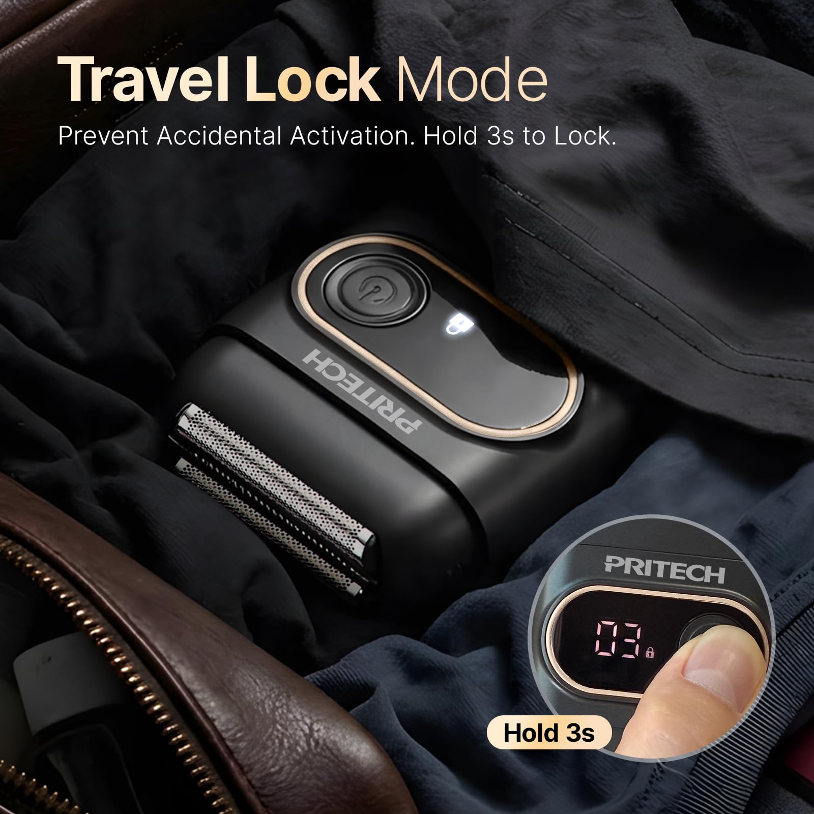 PRITECH cleaning brush and USB-C cable included for simple maintenance and recharging