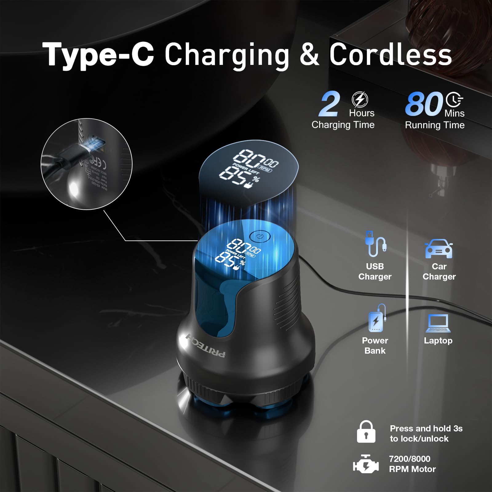 PRITECH travel pouch and USB-C cable for convenient charging on the go