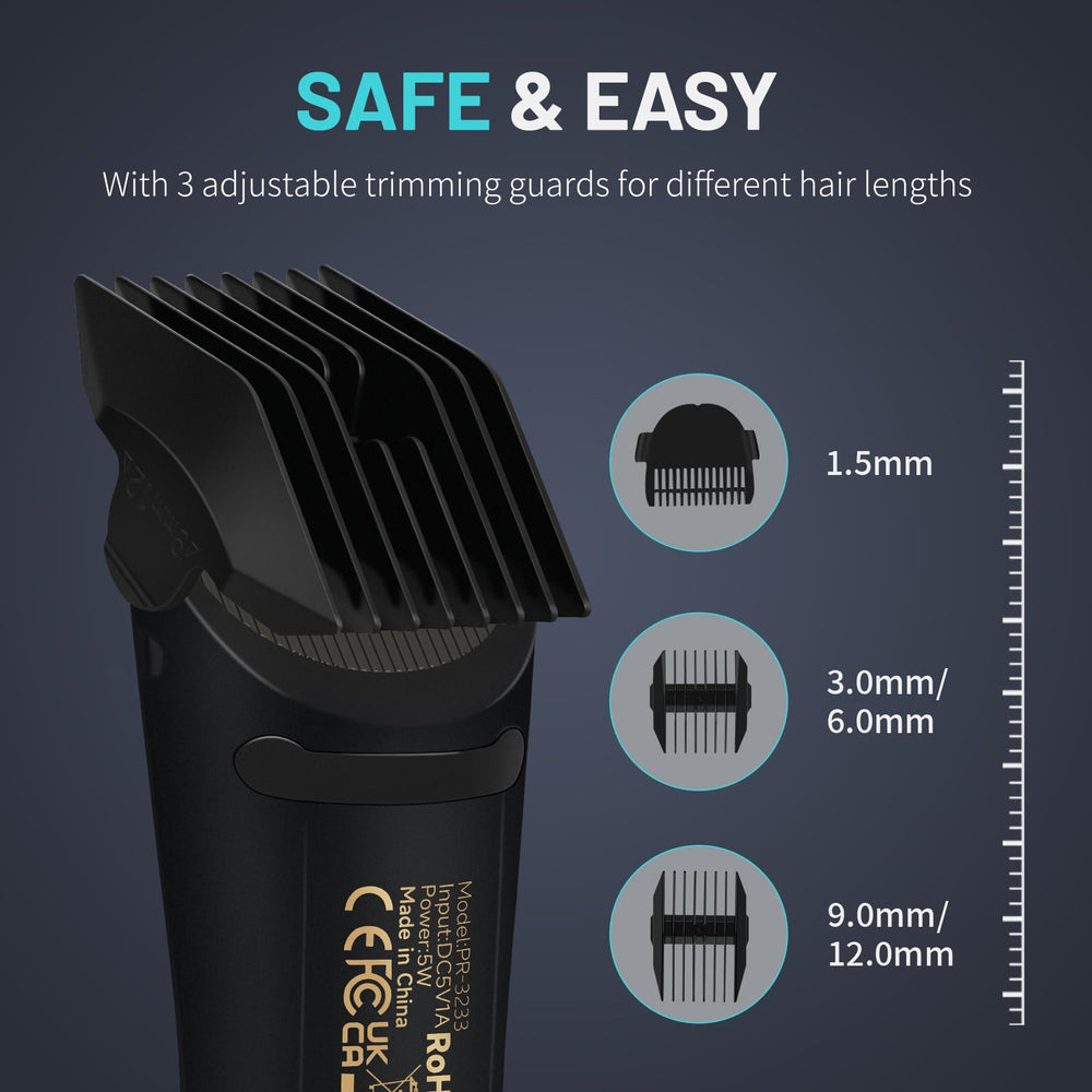 PRITECH trimmer being used in shower, waterproof design for wet trimming benefit