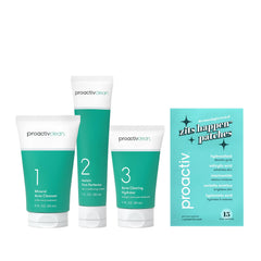Proactiv clean front packaging showing full 3-step kit and benefit of gentle routine