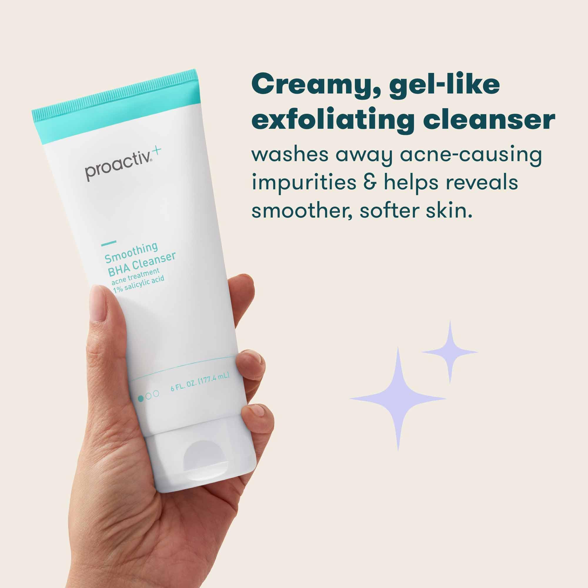 Proactiv+ bottle in hand showing 6 fl oz scale to illustrate actual product size and convenience