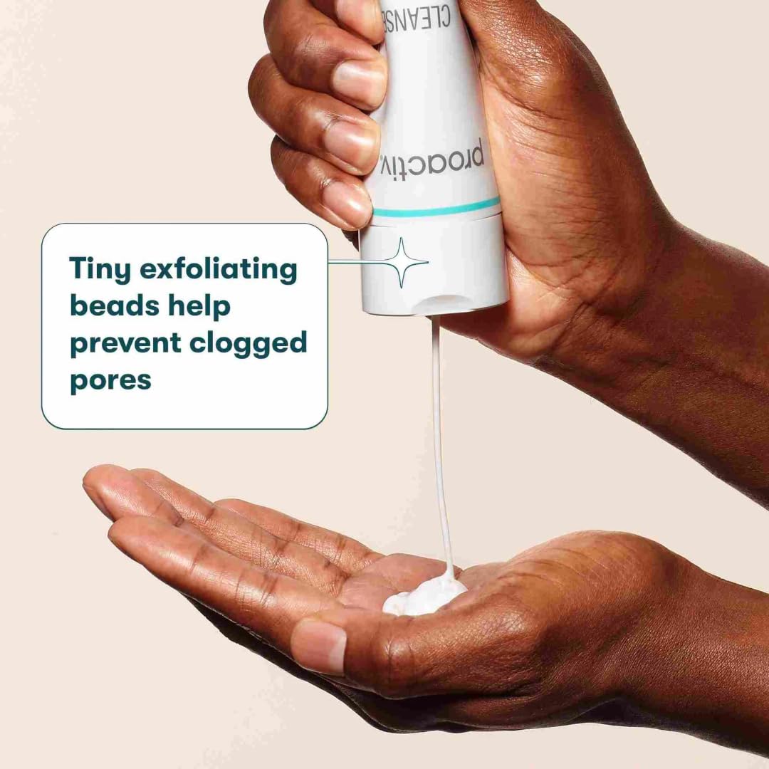 Proactiv dispensing cleanser from pump showing easy use and controlled amount benefit