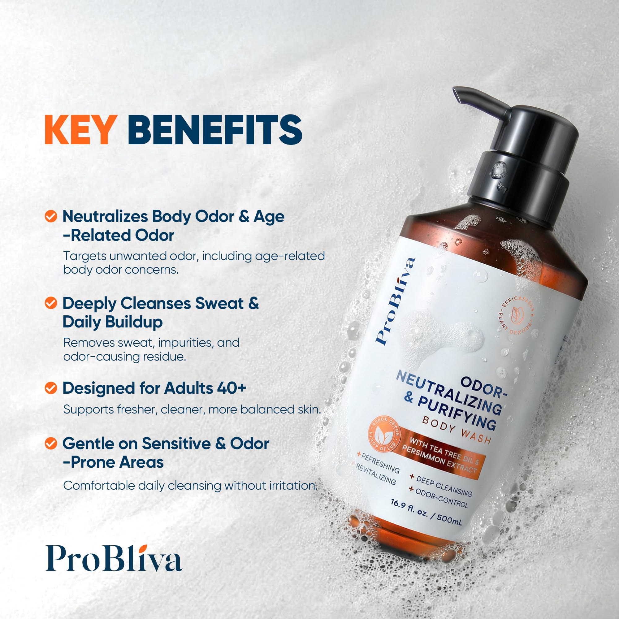 ProBliva creamy foam texture delivering gentle cleansing