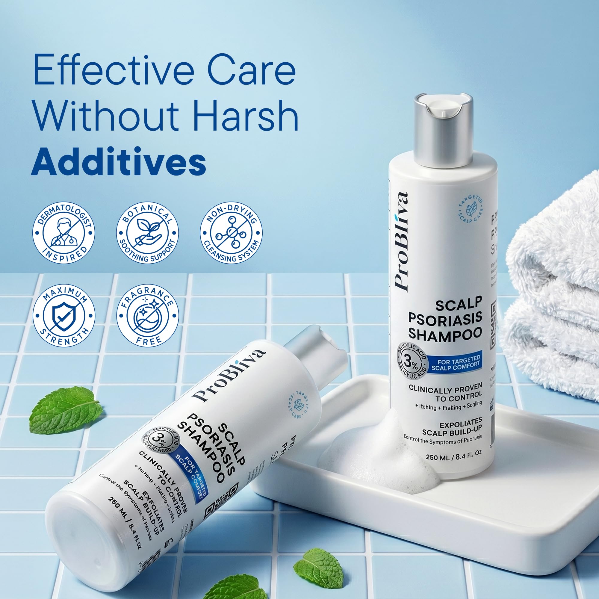 ProBliva shampoo poured onto hands to show application and cleansing benefit