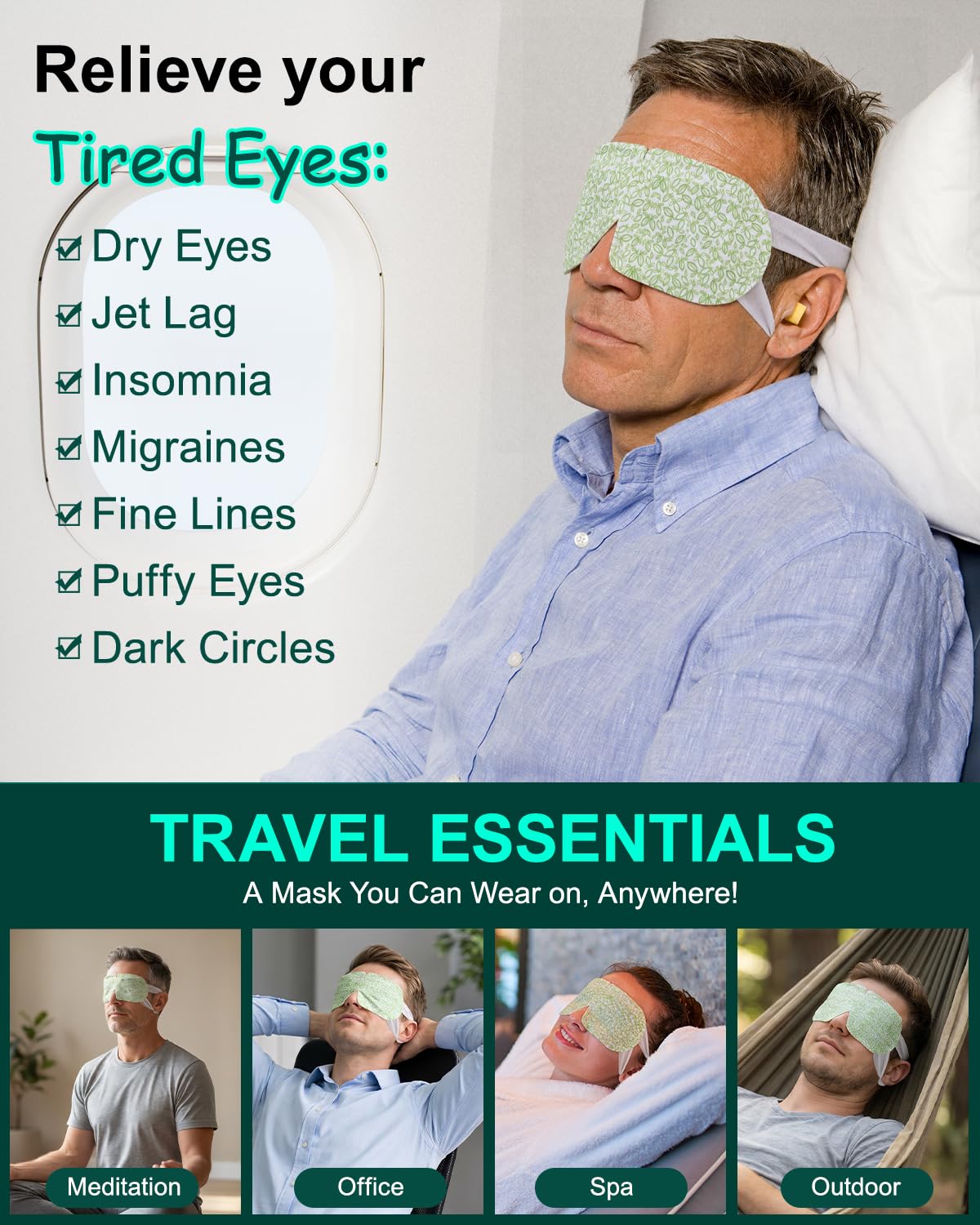 ProCIV mask in use on woman demonstrating relaxed eyes and calm benefit