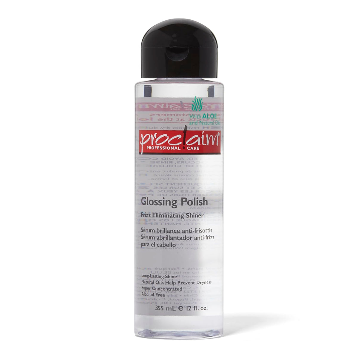 Proclaim glossing polish front label showing product benefits and 12oz size