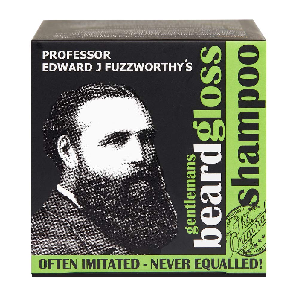 PROFESSOR EDWARD J FUZZWORTHY'S front packaging showing compact bar and branding benefit low-waste
