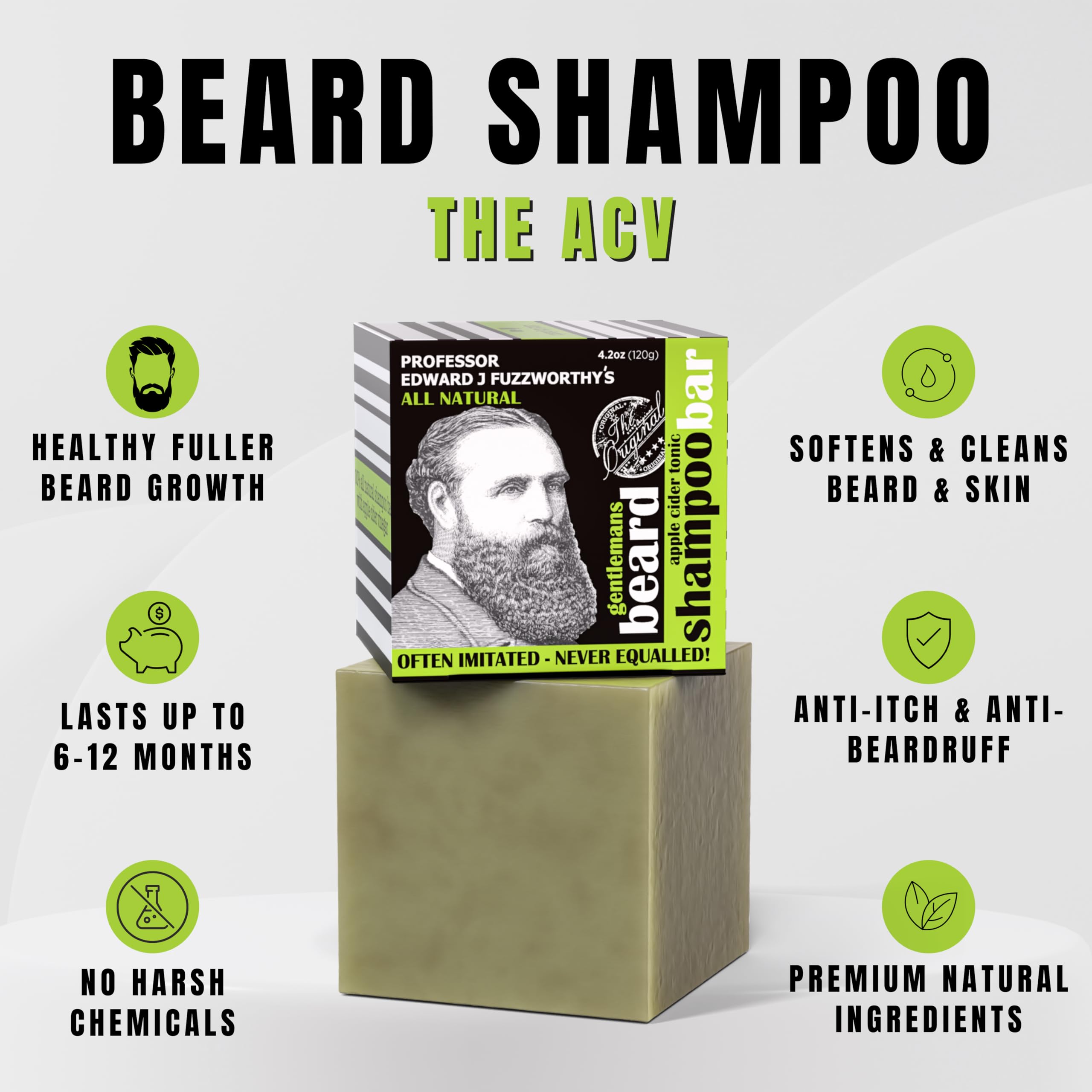 PROFESSOR EDWARD J FUZZWORTHY'S texture close-up highlighting smooth bar surface and conditioning oils