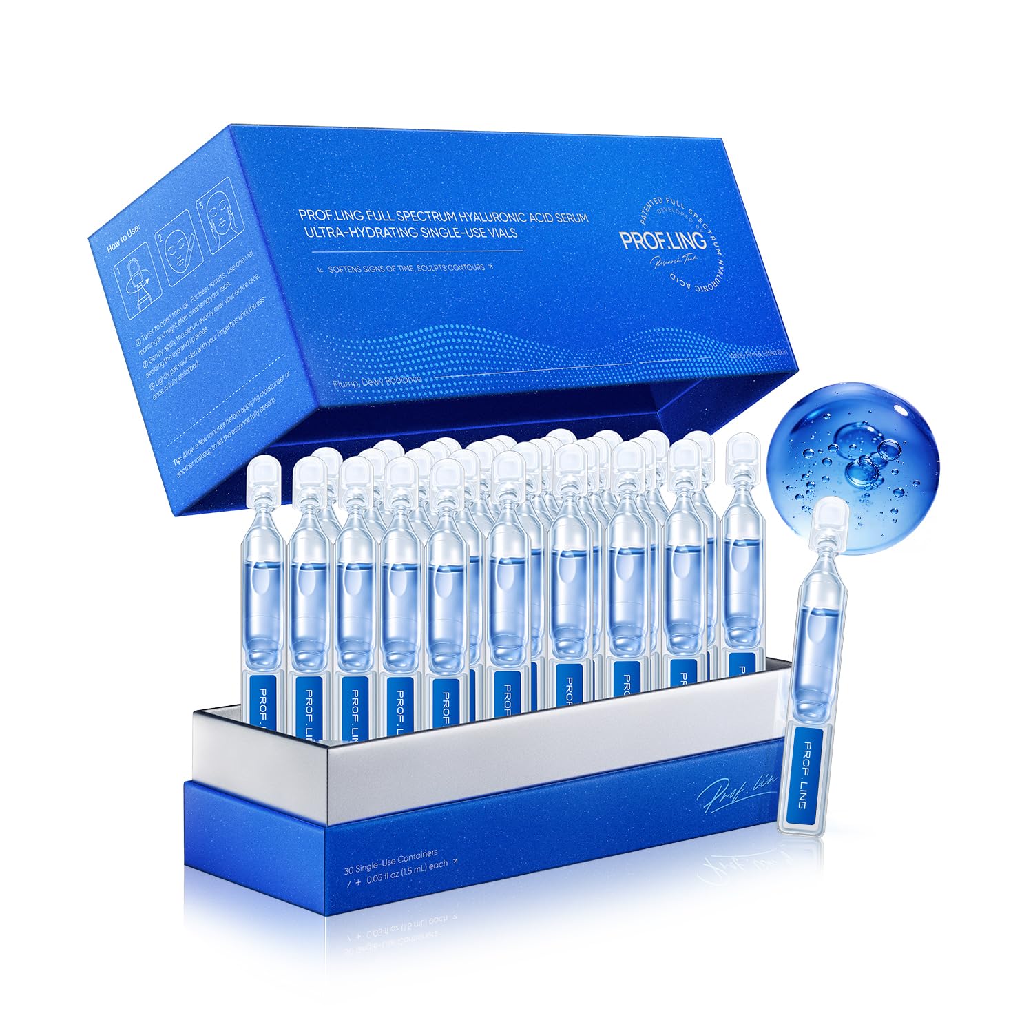 PROF.LING front packaging showing 30 single-use vials and hygienic protection