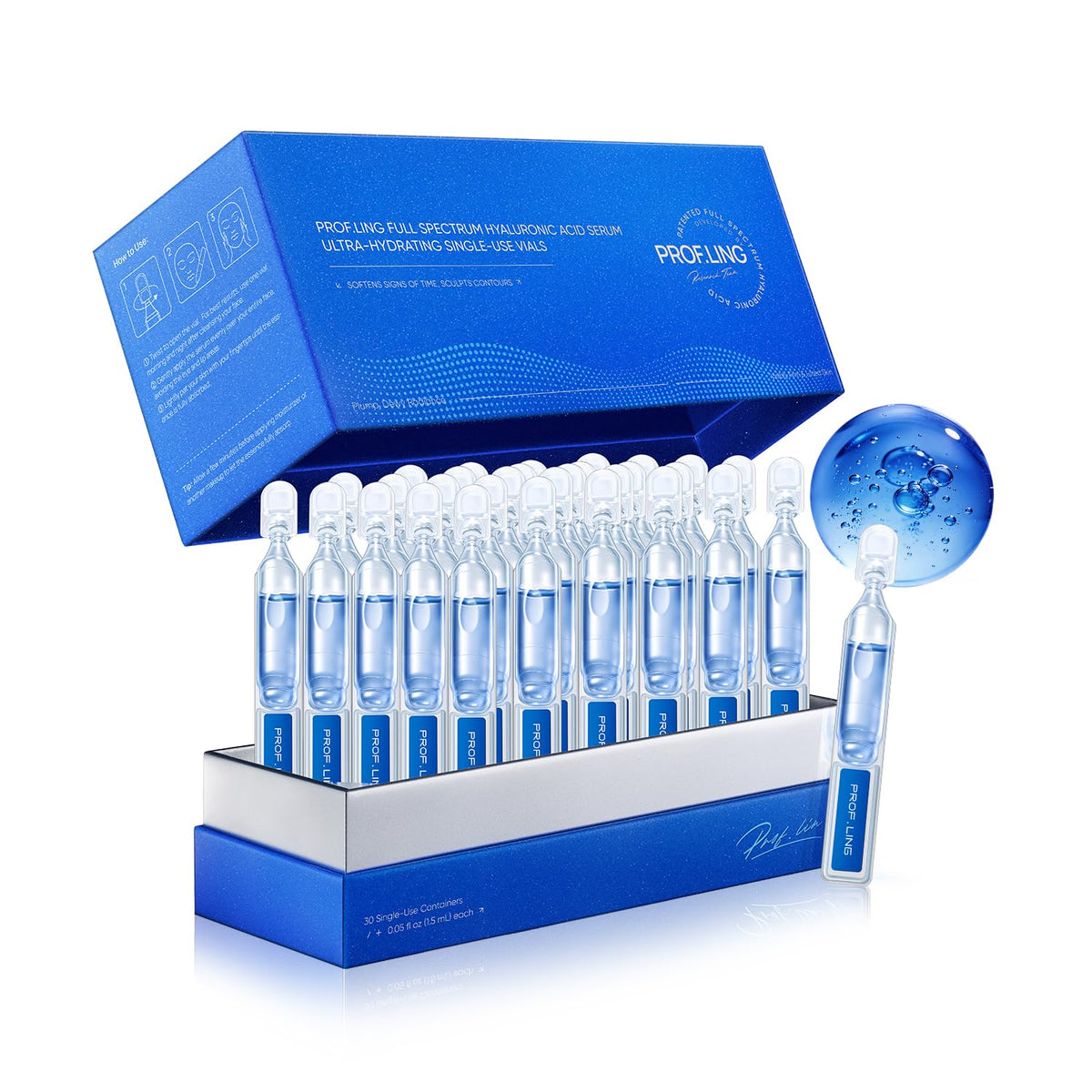 PROF.LING front packaging showing 30 single-use vials and hygienic protection