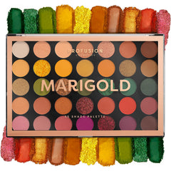 Profusion Cosmetics Marigold open palette showing 35 shades and variety