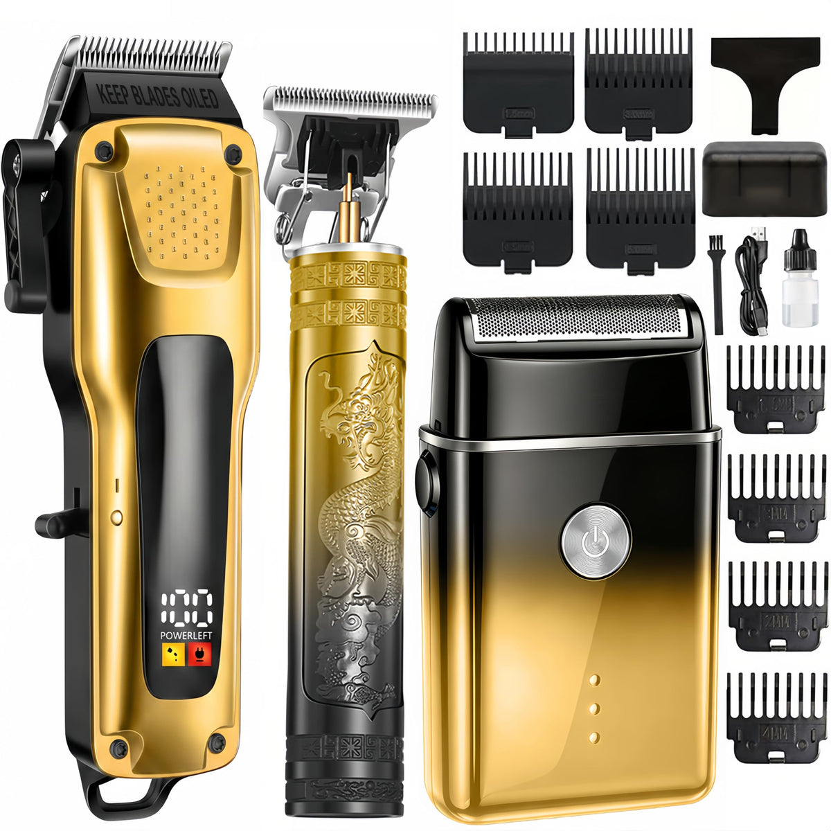 PROIYO hair clipper front view showing blade and ergonomic grip for steady cuts