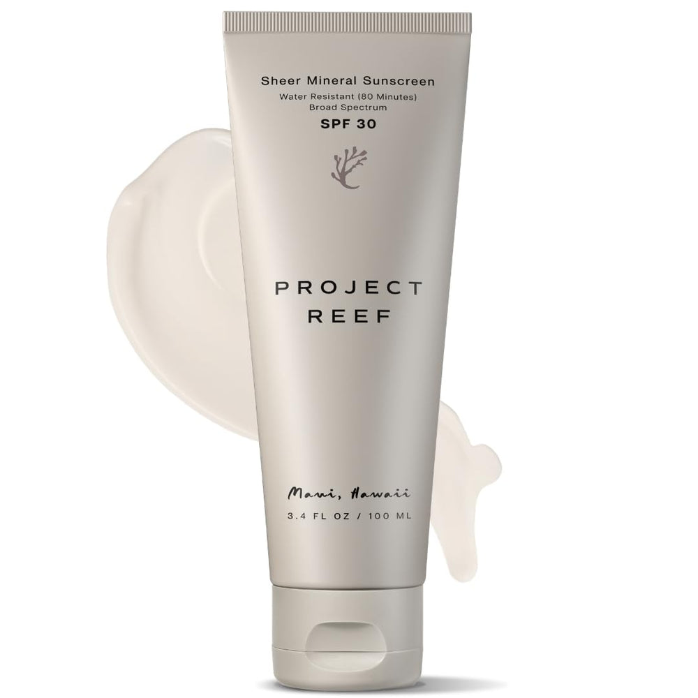 Project Reef front packaging showing SPF 30, reef-safe benefit