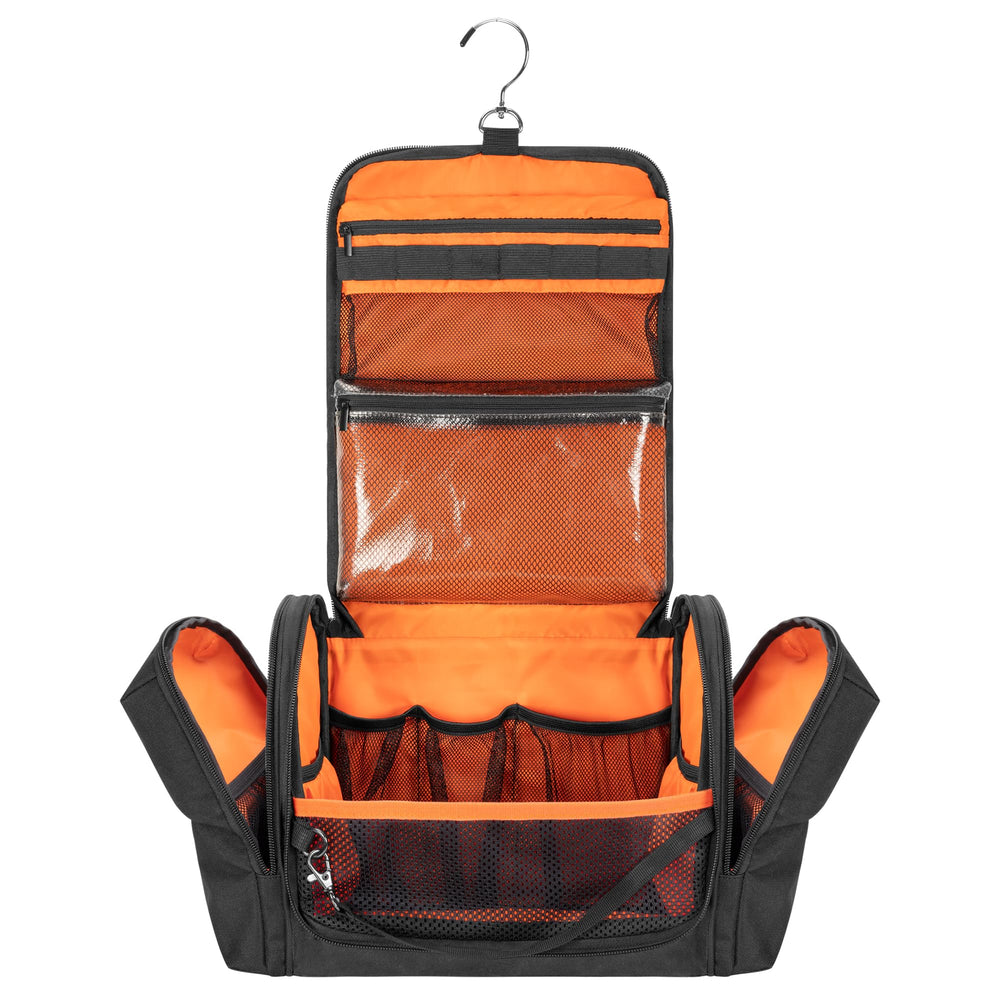 Prokva front view showing zipped toiletry bag and organized pockets benefit quick access