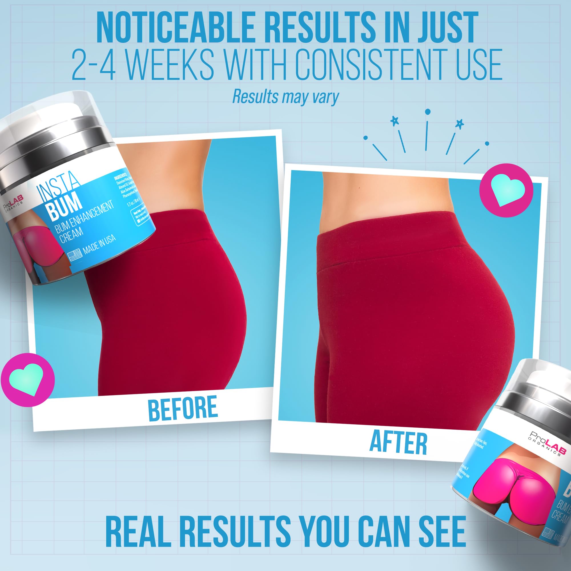 ProLab Organics application demo massaging cream into buttocks for lift