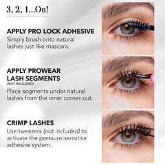 Pro Lash glue being brushed onto ProWear clusters demonstrating quick, secure attachment