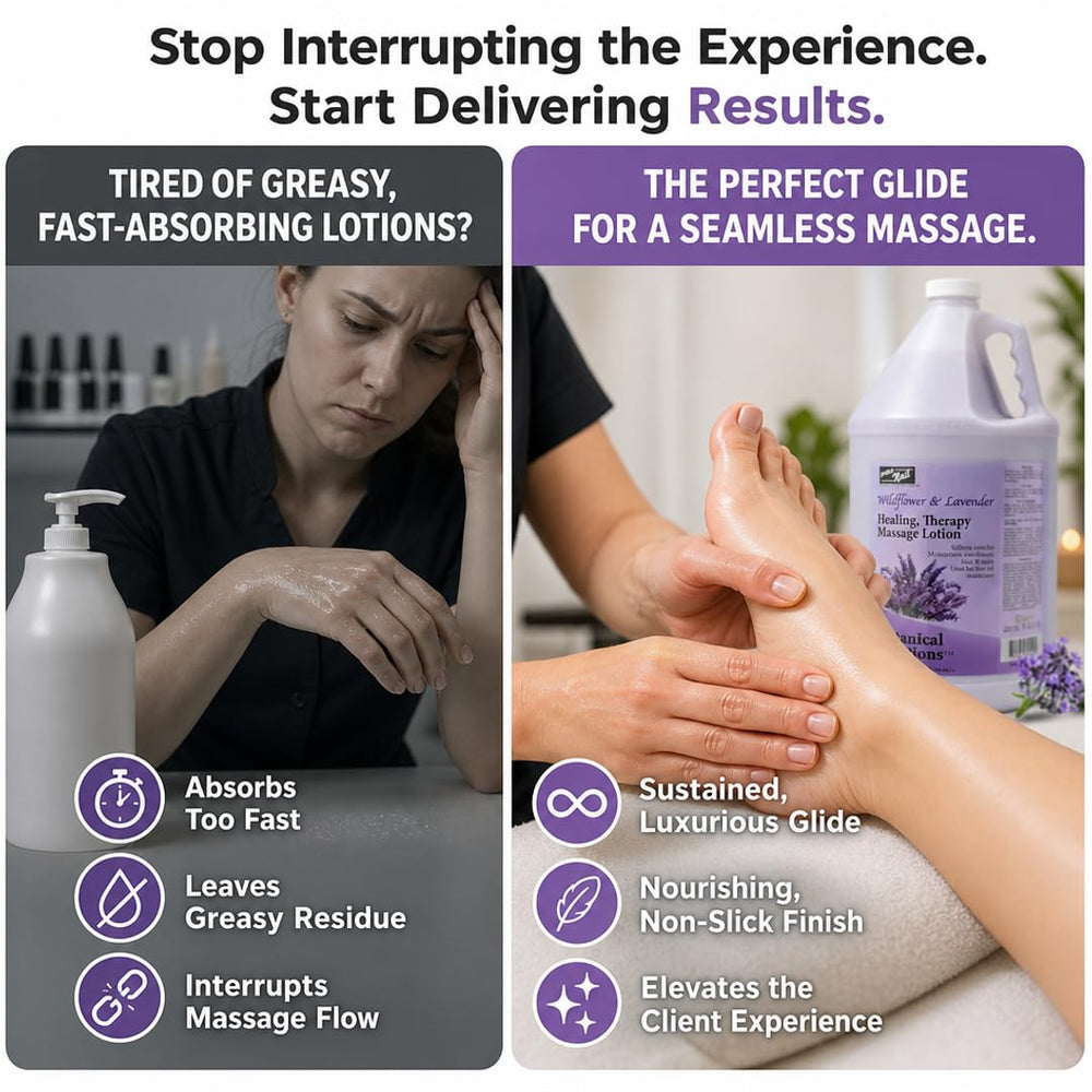 PRO NAIL lotion being poured from gallon for easy refill and cost savings