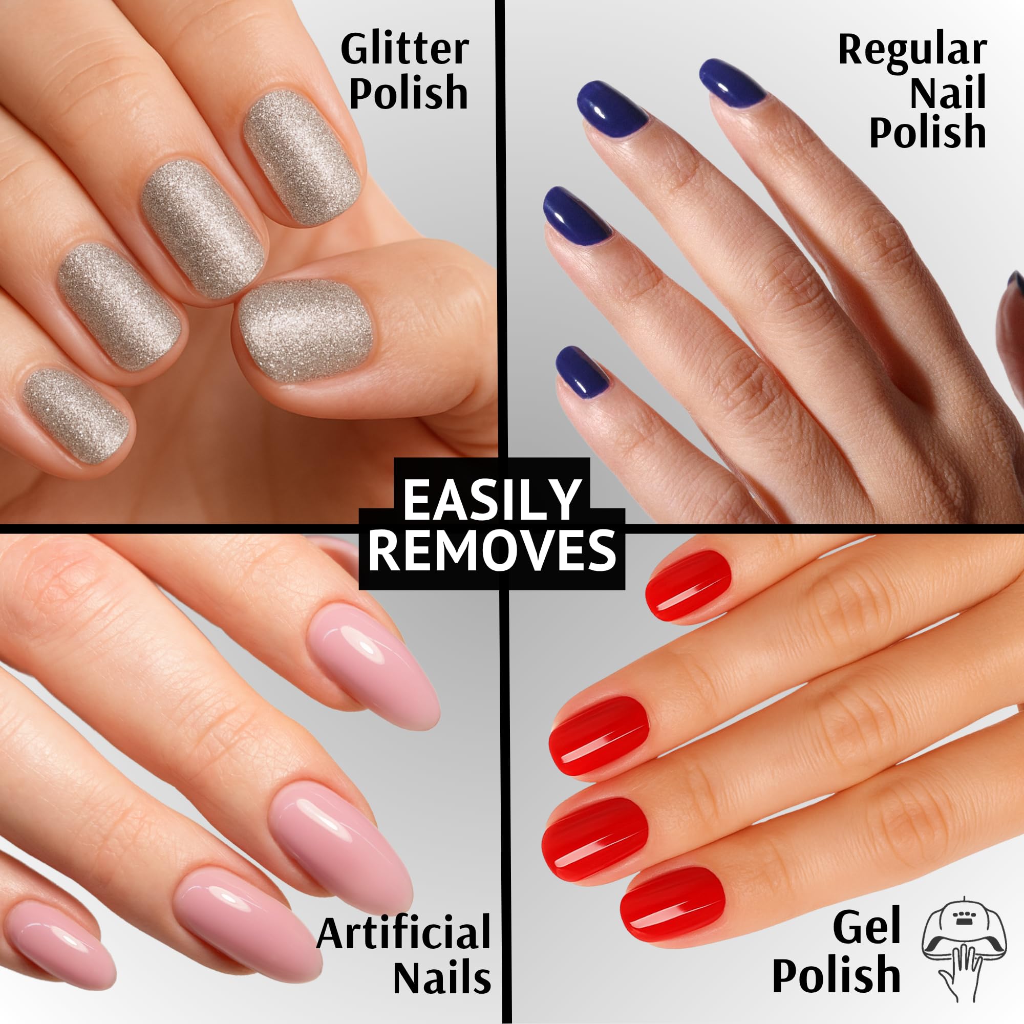 Pronto acetone soak setup with cotton and foil for efficient polish removal