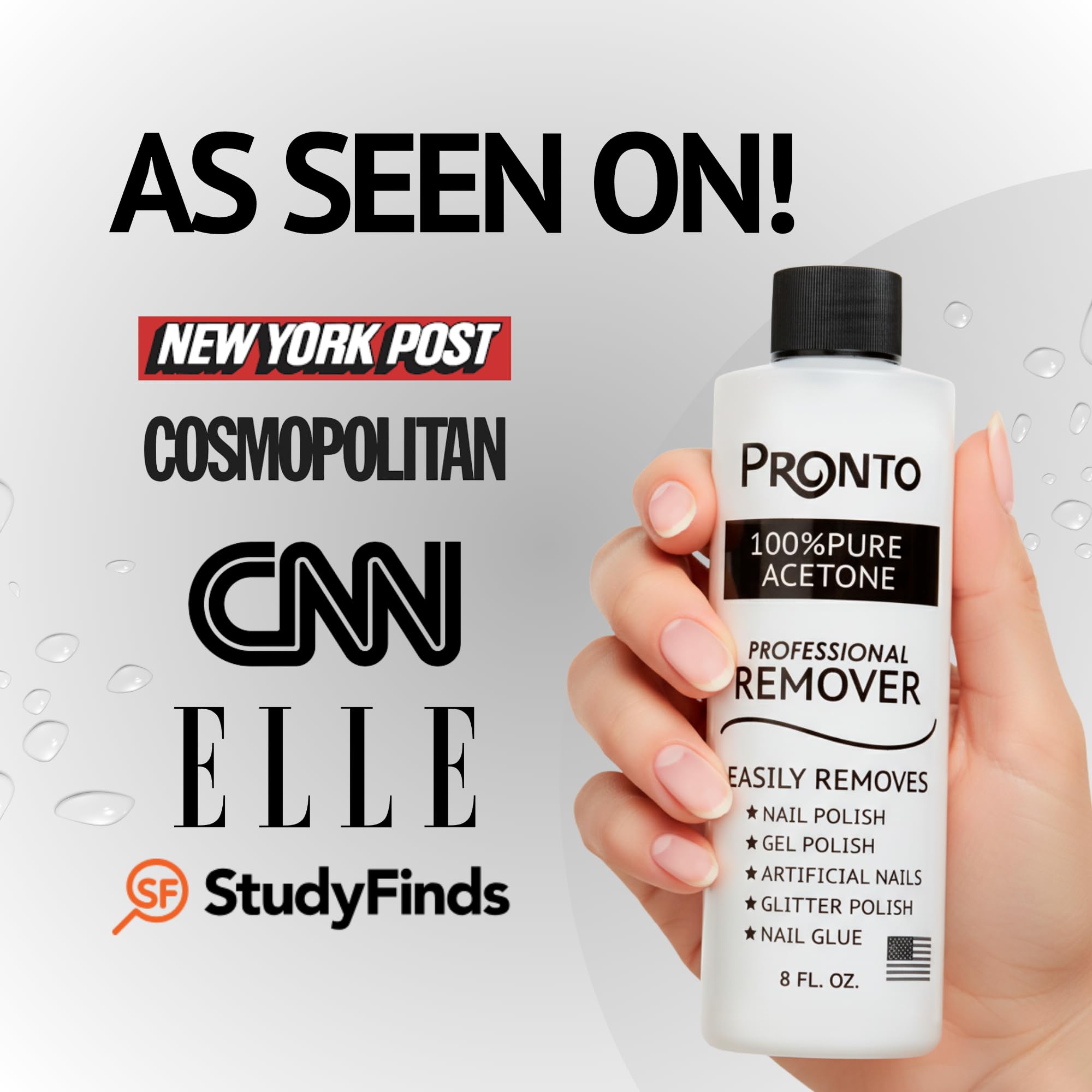 Pronto with cuticle oil and moisturizer highlighting post-removal care benefit