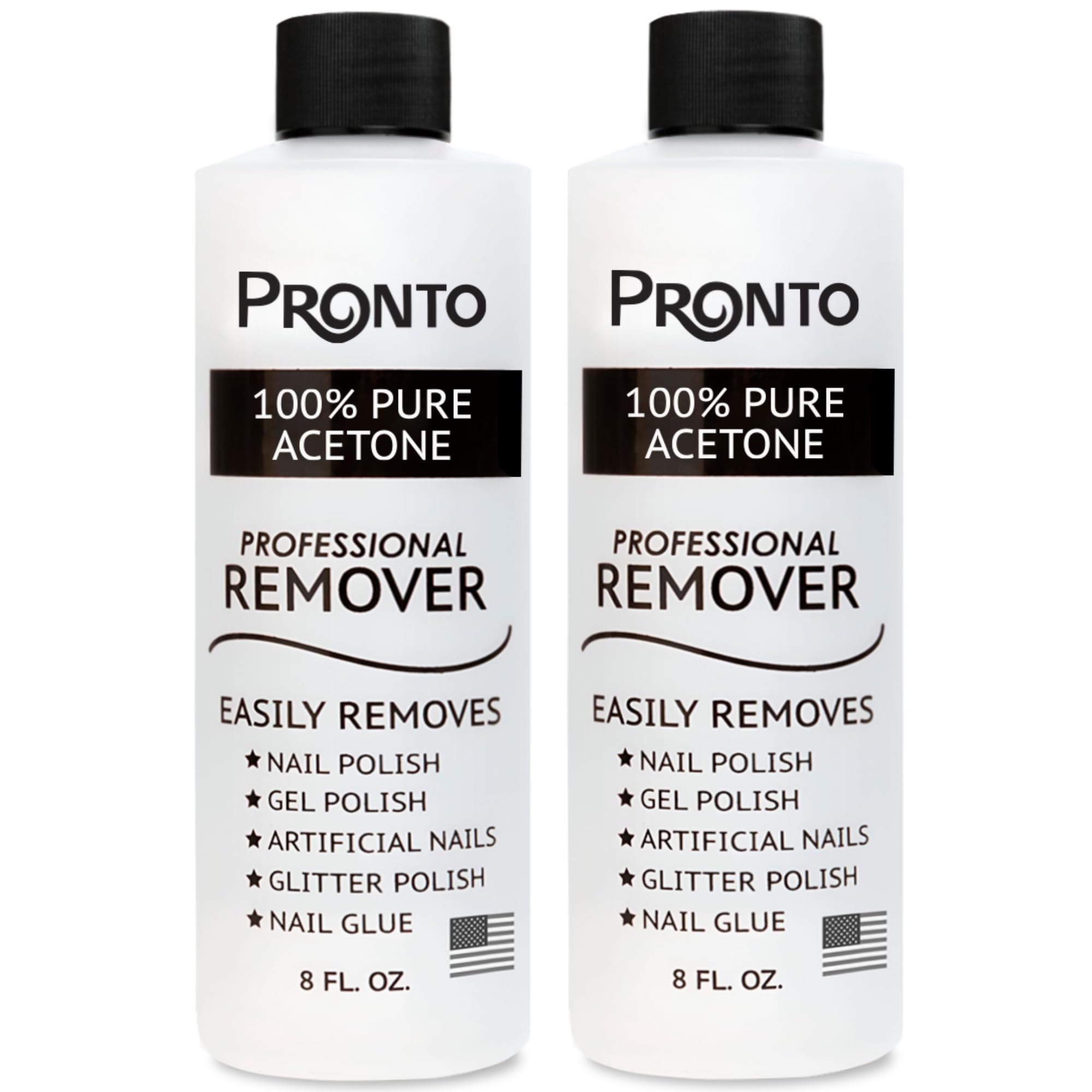 Pronto front packaging showing two 8 fl oz bottles and quick removal benefit