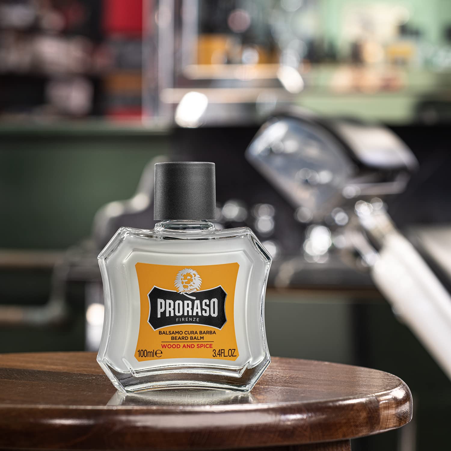Proraso label close-up highlighting wood and spice scent for layering with cologne