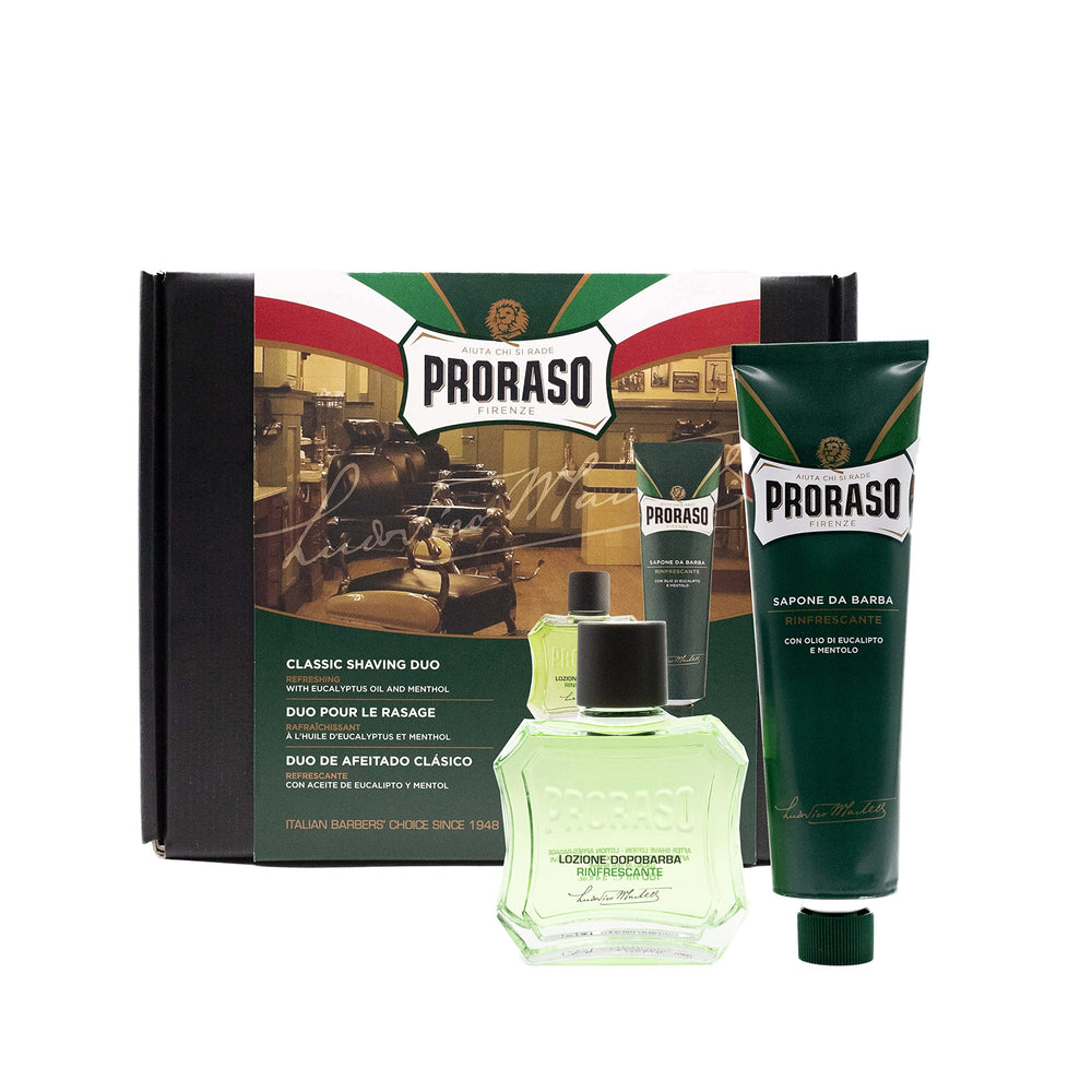 Proraso front packaging showing kit and refreshing cooling benefit