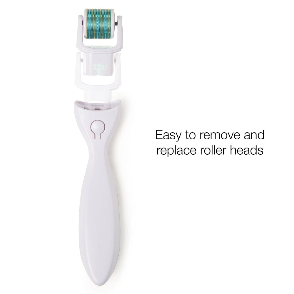 Prosper Beauty derma roller held in hand showing size and ergonomic handle