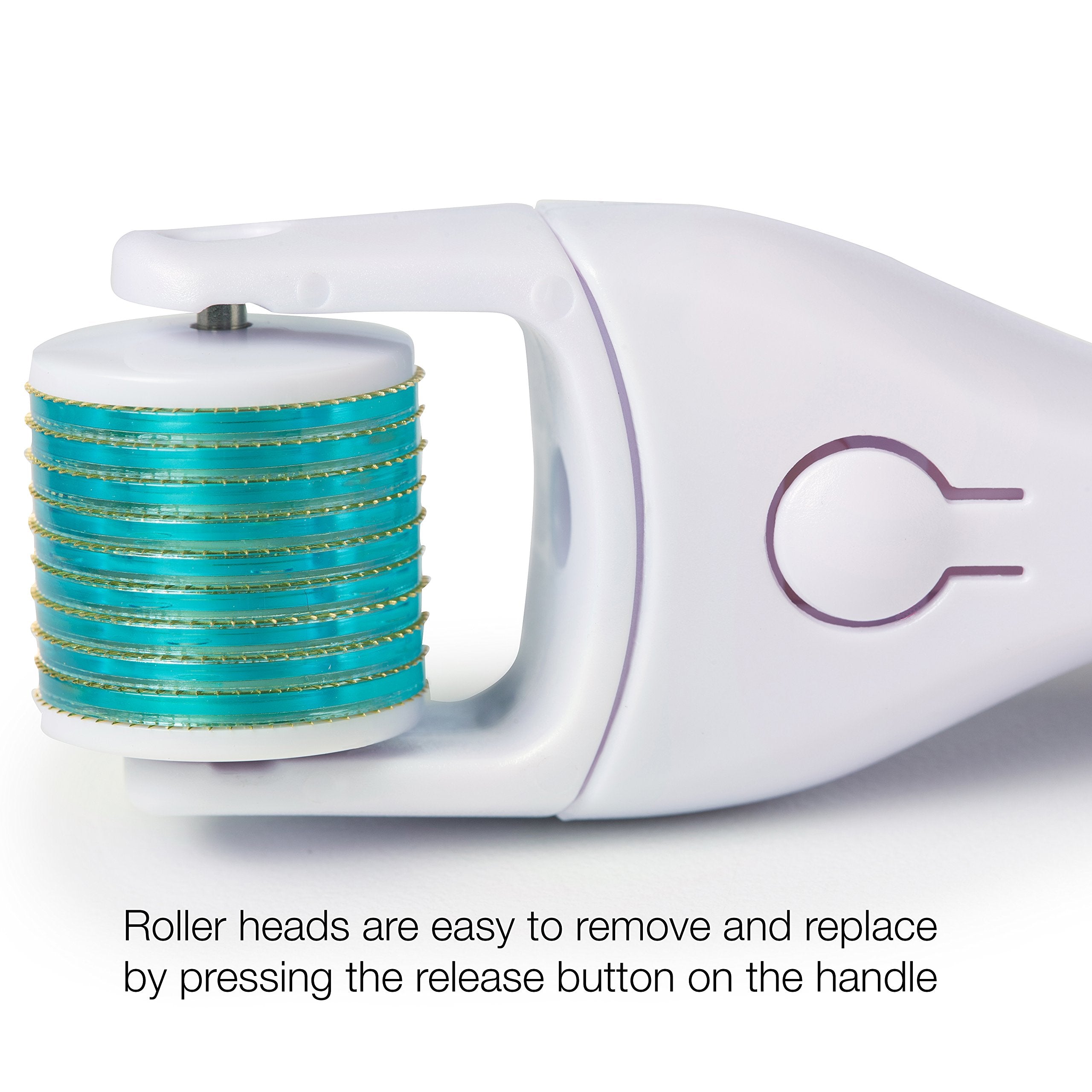 Prosper Beauty derma rolling in use on cheek demonstrating safe at-home application