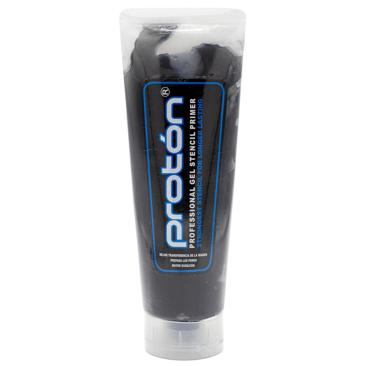 PROTON black stencil gel 8oz jar front view showing label and professional use benefit